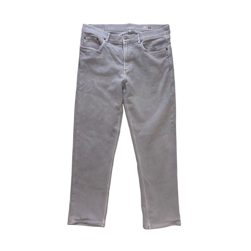 FAHERTY Stretch Terry 5-Pocket Pants Mens 34 Grey Straight MBC0020-IRN 28 Inseam